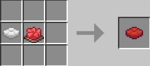 マイクラの作業台でクッションと染料を組み合わせてクッションの色を変えるレシピ