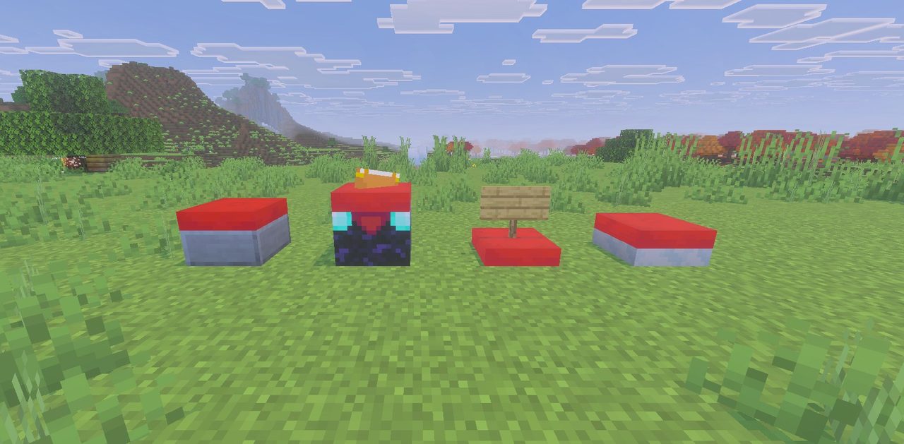 マイクラでブロックやハーフブロック・階段などいろいろな場所に置いたクッション