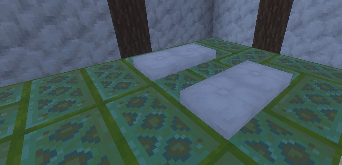 マイクラで床に並べて座布団にしたクッション